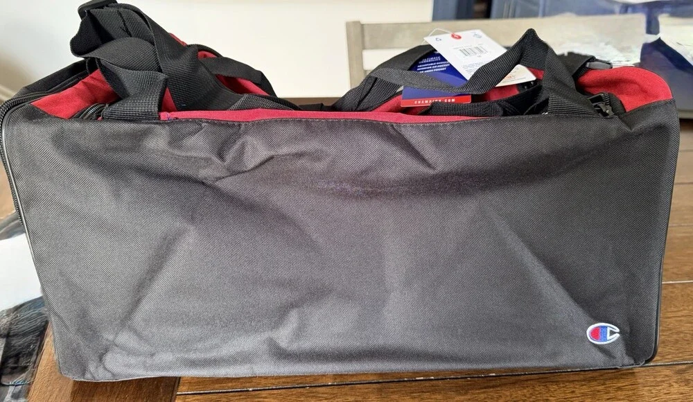 Champion Red Black Duffel Bag Gym Travel Sports Overnight Bag New With Tags